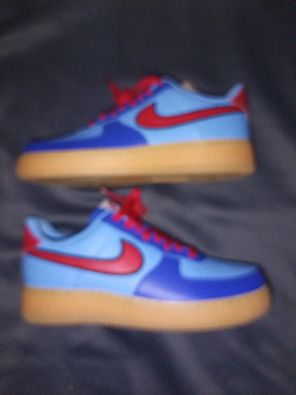 Nike Low-Top Sneakers in Light Blue, Royal Blue & Red with Gum Sole